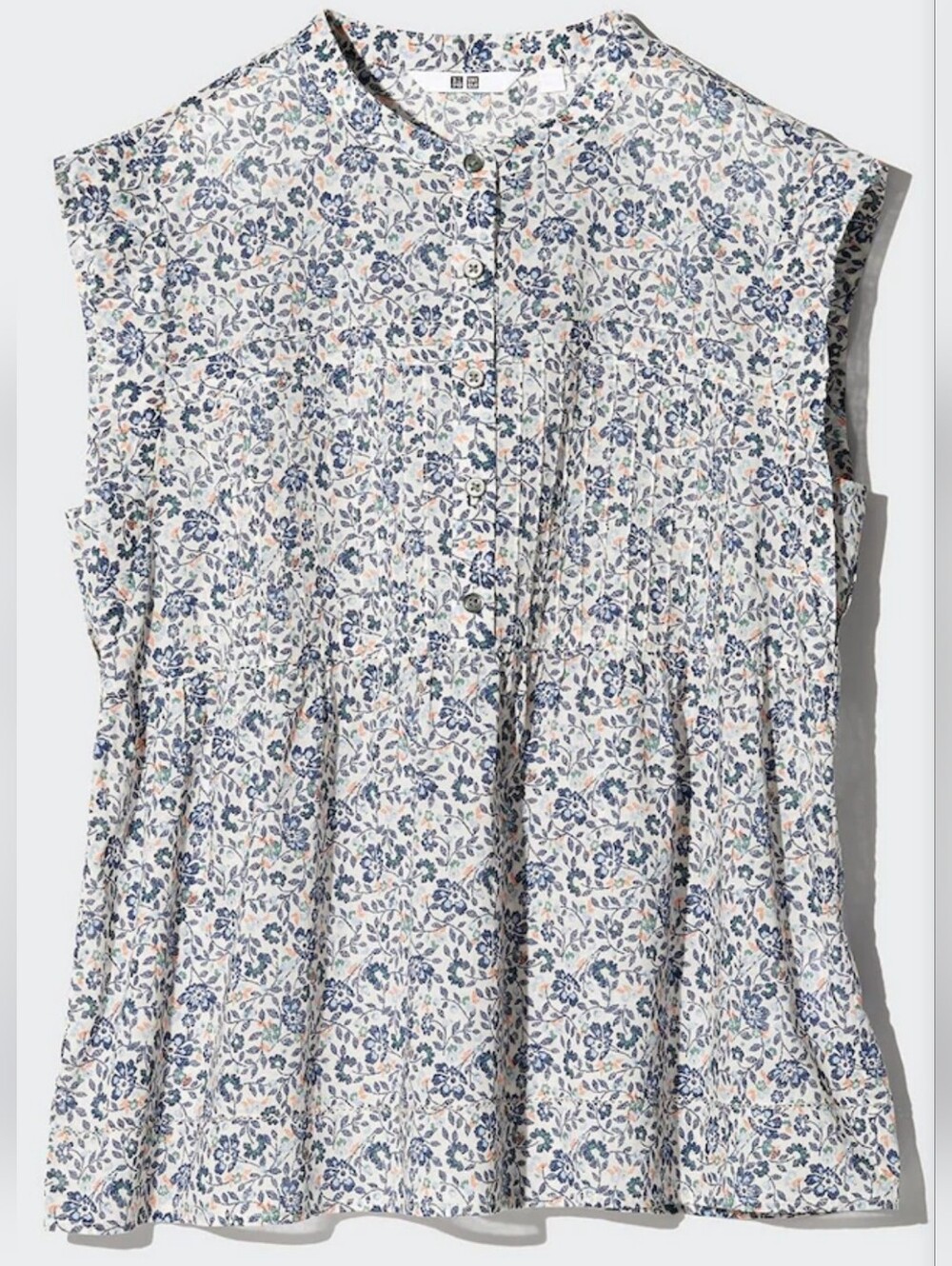 Uniqlo 100% Cotton Floral Button-Front Sleeveless Top